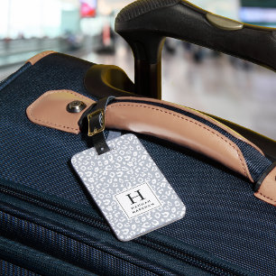 Fog Pastel Leopard Print Monogram Luggage Tag