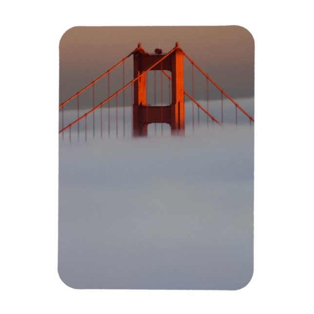 Fog rolls through the San Francisco bay covering 2 Magnet (Vertical)