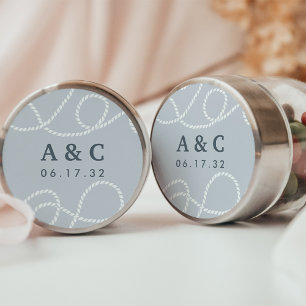 Fog   Seaworthy Wedding Monogram Classic Round Sticker