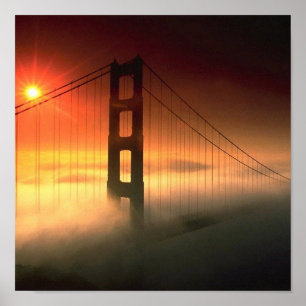 Fog Shrouded Golden Gate Poster