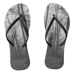 Fog Through The Woods Grayscale Flip Flops