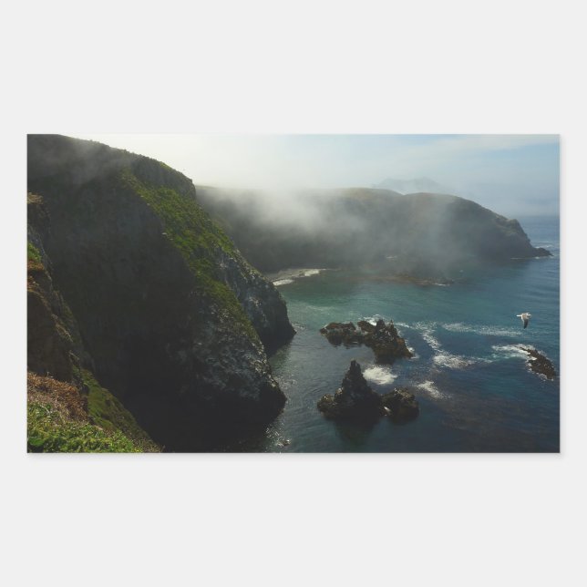 Foggy Anacapa Island at Channel Islands Rectangular Sticker (Front)