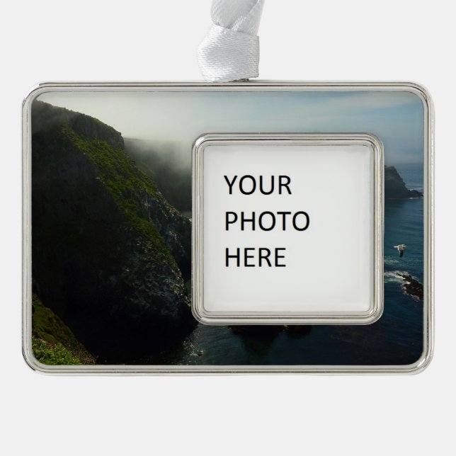 Foggy Anacapa Island at Channel Islands Silver Plated Framed Ornament (Front)