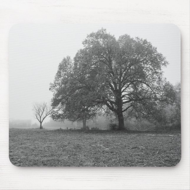 Foggy Autumn Morning Grayscale Mouse Mat (Front)