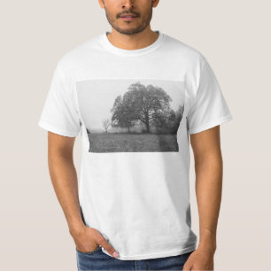 Foggy Autumn Morning Grayscale T-Shirt