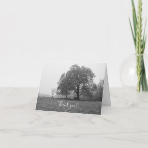 Foggy Autumn Morning Grayscale Thank You Card