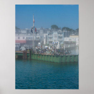 Foggy Bike Dock Poster