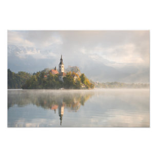 Foggy Bled Lake sunrise print