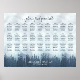 Foggy Blue Pines 27 Table Wedding Seating Chart