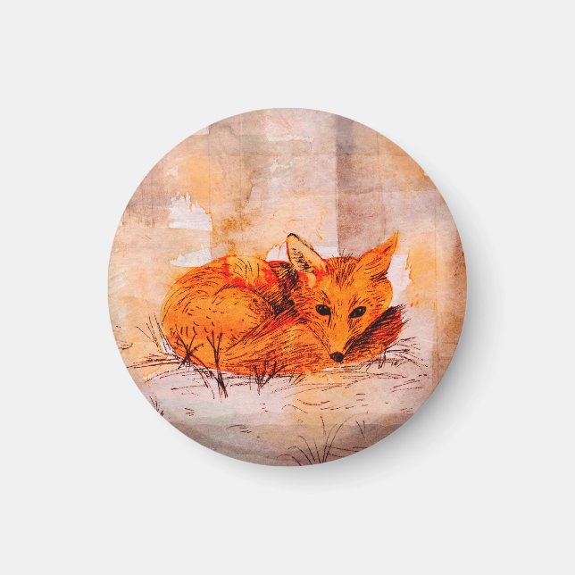 foggy day, little fox magnet (Front)