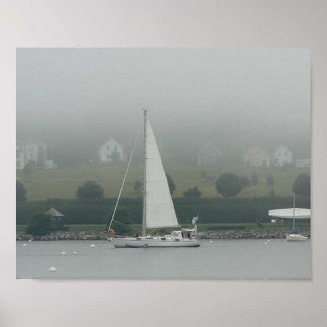 Foggy day, Penobscot Bay, Maine Poster (Front)