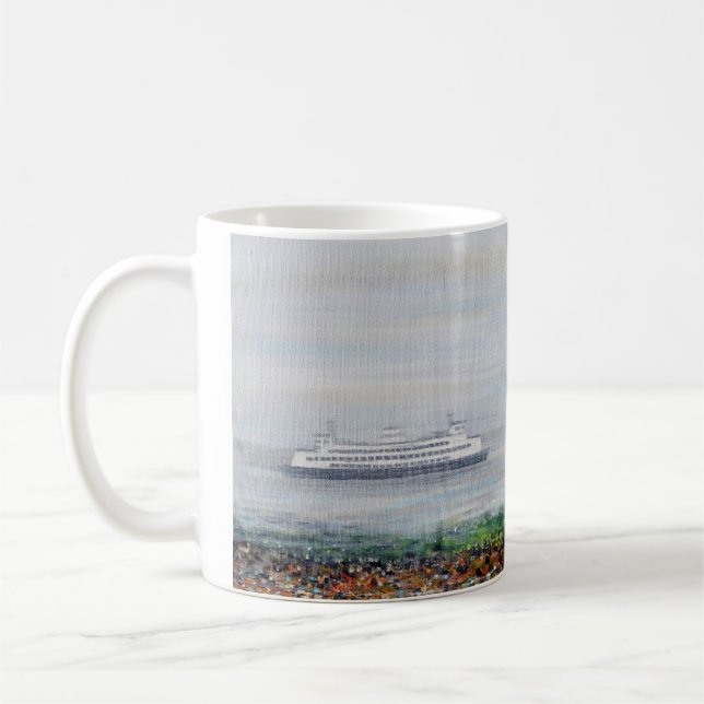 Foggy Ferry Painting Coffee Mug (Left)