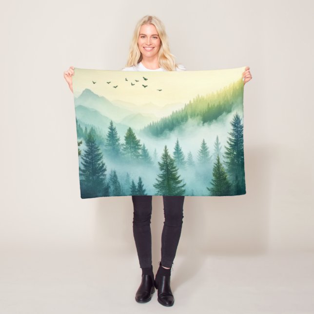 Foggy Forest Fleece Blanket (In Situ)