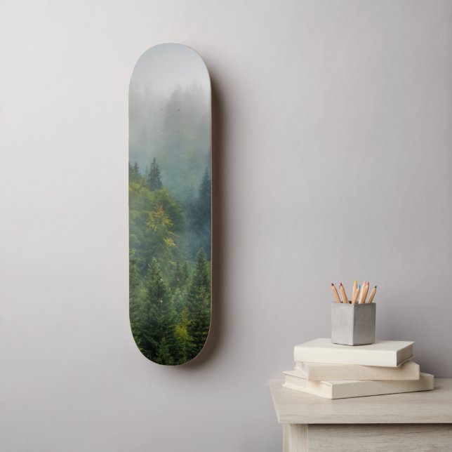 Foggy Forest Landscape Cool Wall Art  Skateboard (Wall Art)