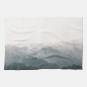 Foggy Forest Nature Photograph Tea Towel