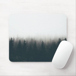 Foggy Forest Pine Mountain Aesthetic Art Mouse Mat