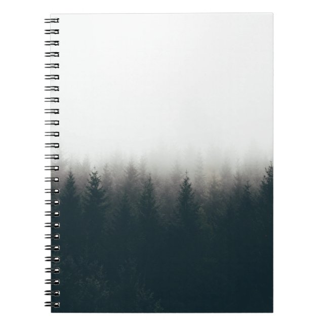 Foggy Forest Pine Mountain Aesthetic Art Notebook (Front)