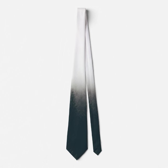 Foggy Forest Pine Mountain Aesthetic Art Tie (Front)