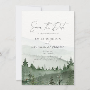 Foggy Forest Pine Tree Save the Date CARD