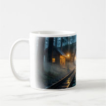 Foggy Forest Railroad Lantern Passage Mug