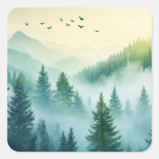 Foggy Forest Square Sticker