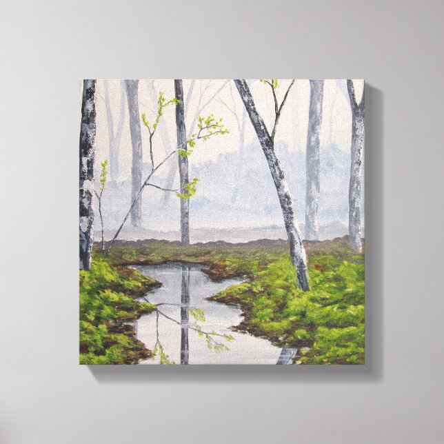 Foggy Forest Stretched Canvas Print (Front)