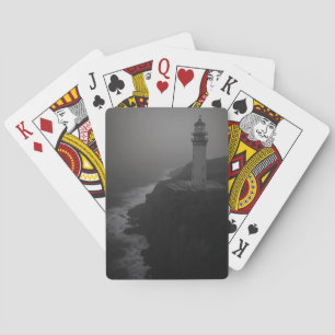 Foggy Forest Trail Monochrome Playing Cards