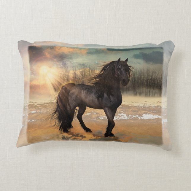 Foggy Friesian Morning Decorative Cushion (Back)