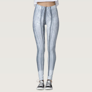 Foggy frozen winter forest leggings