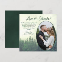 Foggy Green Pine Trees Rustic Wedding Oval Photo