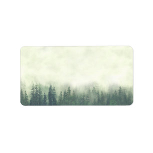 Foggy Green Pines Rustic DIY Print Wedding Address Label