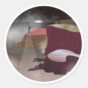 Foggy Lighthouse Classic Round Sticker