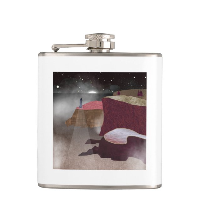 Foggy Lighthouse Hip Flask (Front)