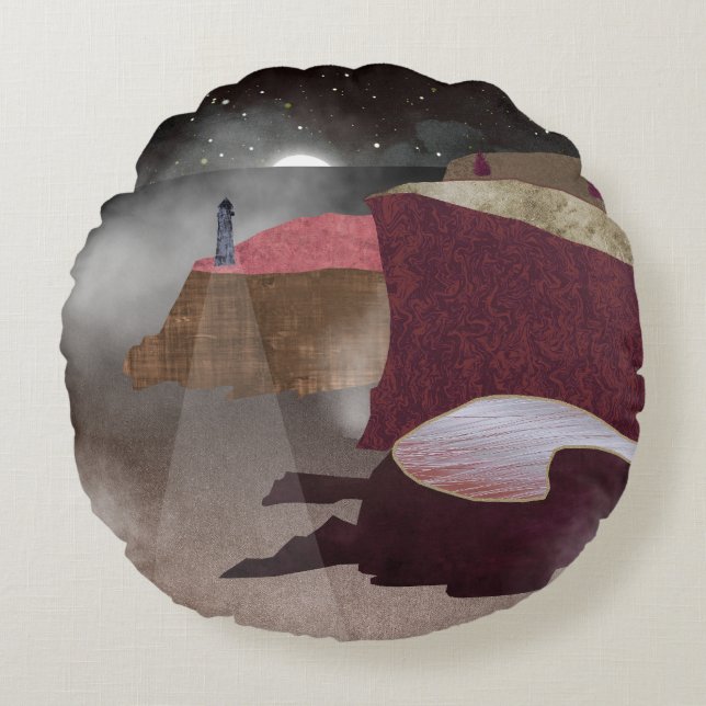 Foggy Lighthouse Round Cushion (Front)
