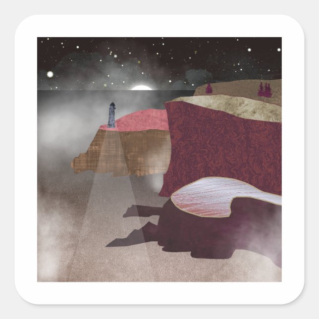 Foggy Lighthouse Square Sticker (Front)