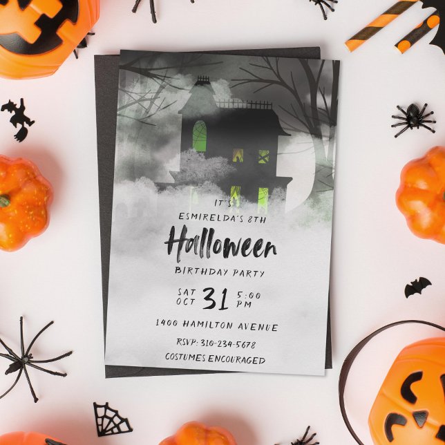 Foggy Mansion Halloween Birthday Party Invitation (Creator Uploaded)