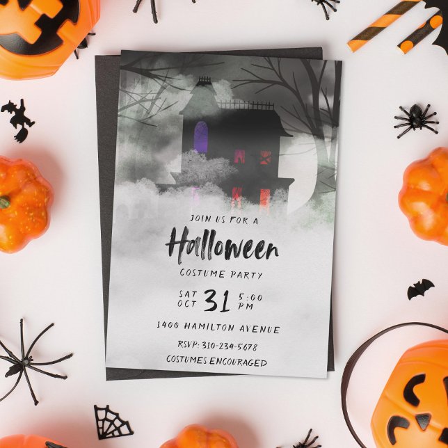 Foggy Mansion Halloween Party Invitation (Creator Uploaded)