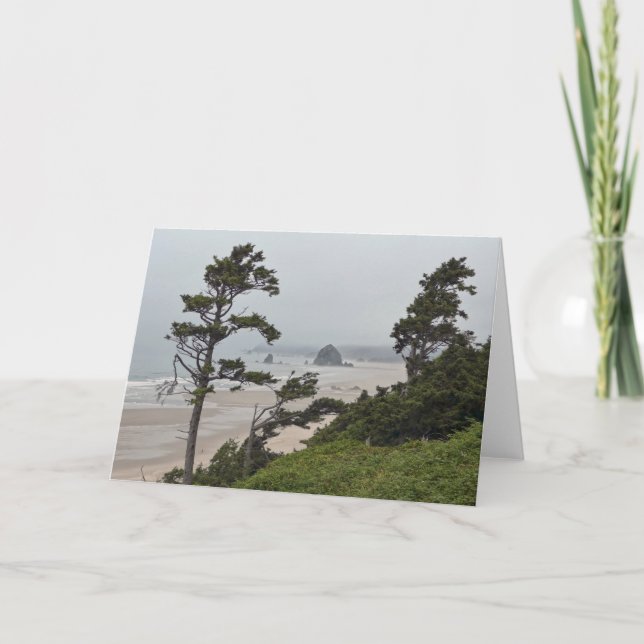 Foggy Morning on Cannon Beach, Oregon Card (Front)