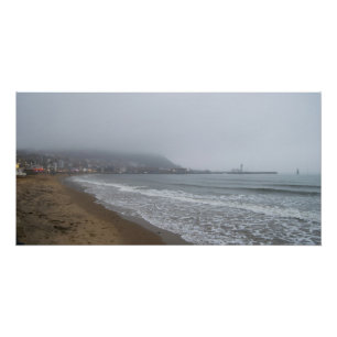 Foggy Morning on South Bay Beach, Scarborough Poster