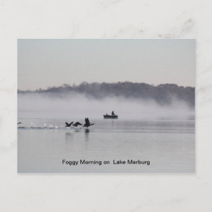 foggy morning on the lake postcard