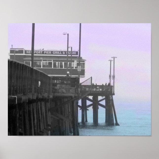 Foggy Newport Pier Tinted Poster (Front)