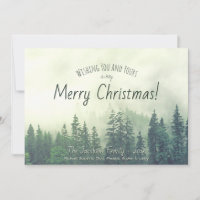 Foggy Pines Rustic Watercolor Merry Christmas