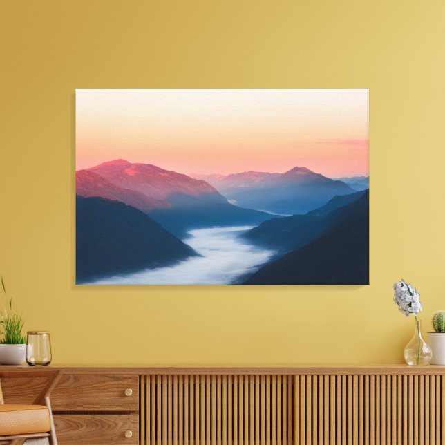 Foggy river Soča at sunrise Canvas Print (Insitu(LivingRoom))
