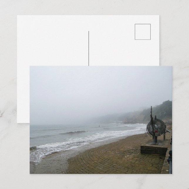 Foggy Scarborough Beach Postcard (Front/Back)