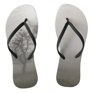 Foggy Starburst Tree Landscape Flip Flops