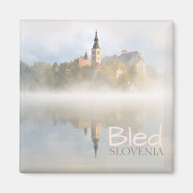 Foggy sunrise at Lake Bled Magnet (Front)