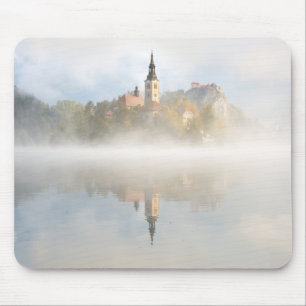 Foggy sunrise at Lake Bled Mouse Mat