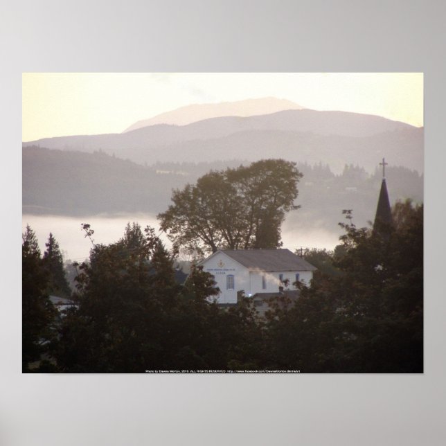 foggy sunrise over the Columbia River 4 Poster (Front)