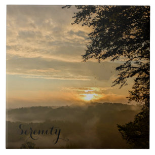 Foggy Sunrise Over the Valley Tile