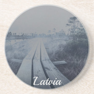 Foggy swamp landscape coaster